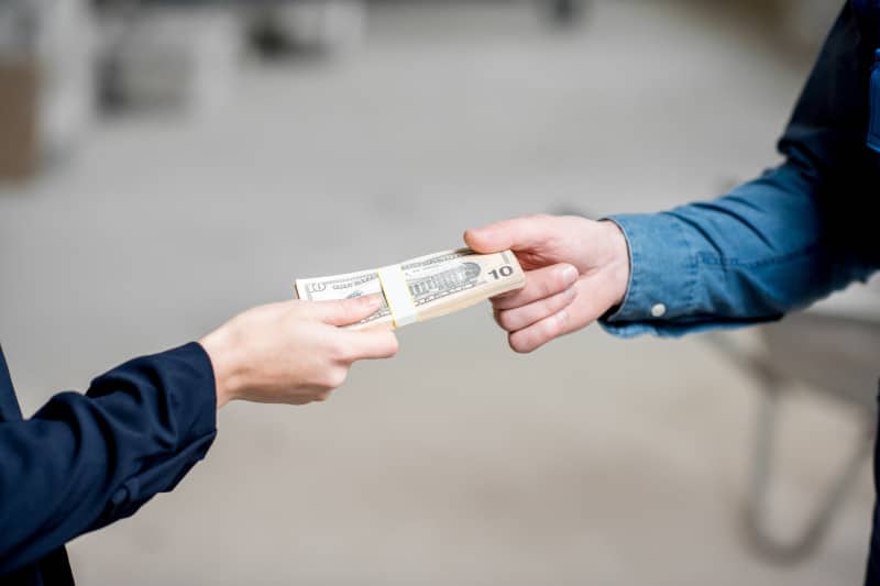 money changing hands