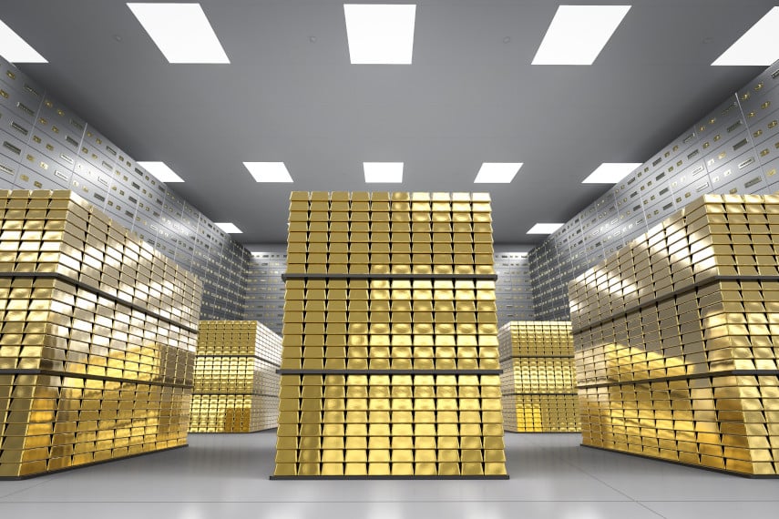 gold vault with gold bars