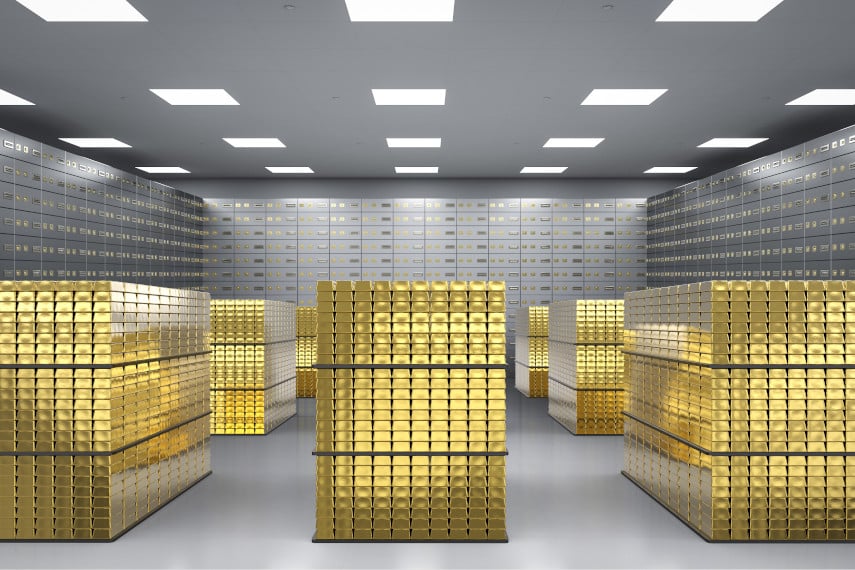 gold bars in vault
