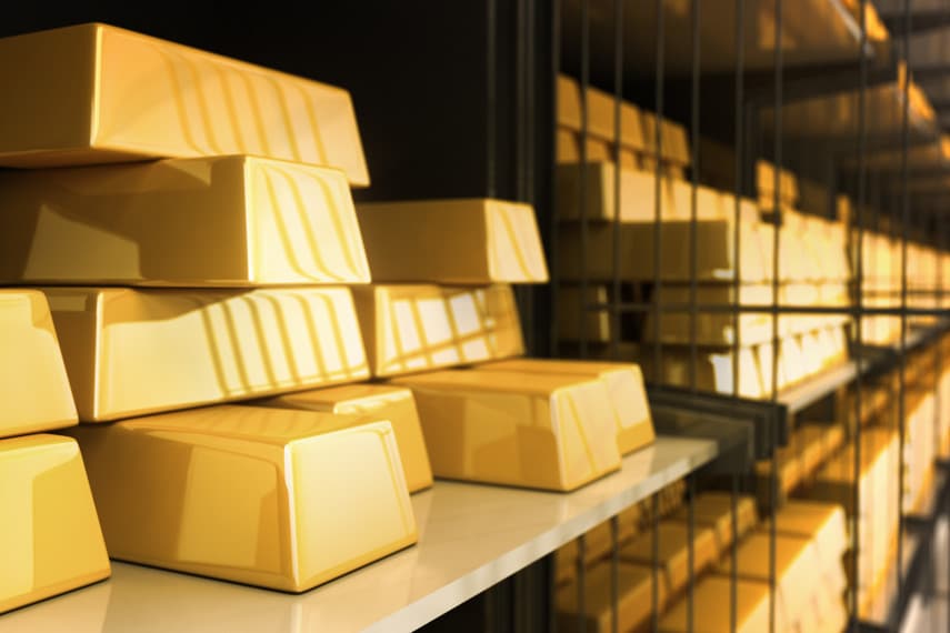 gold bars in vault