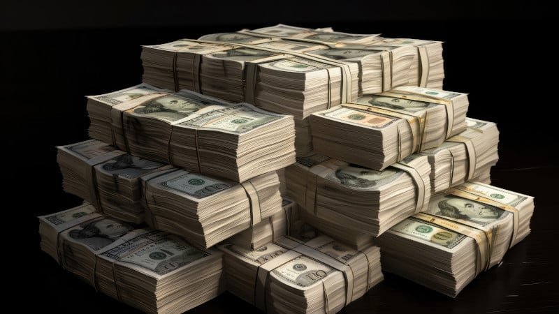 stacks of $100 bills