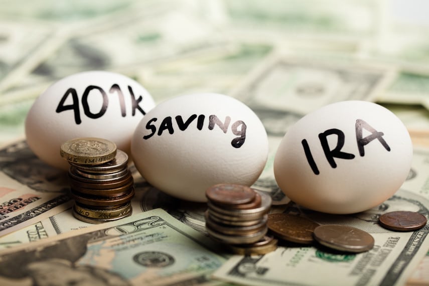 401k and IRA retirement savings accounts