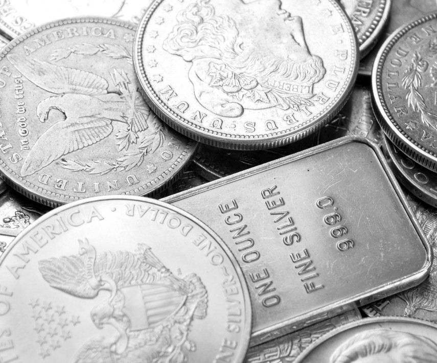silver coins and bars