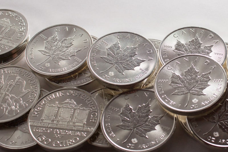 Austrian Silver Philharmonic and Canadian Silver Maple Leaf coins