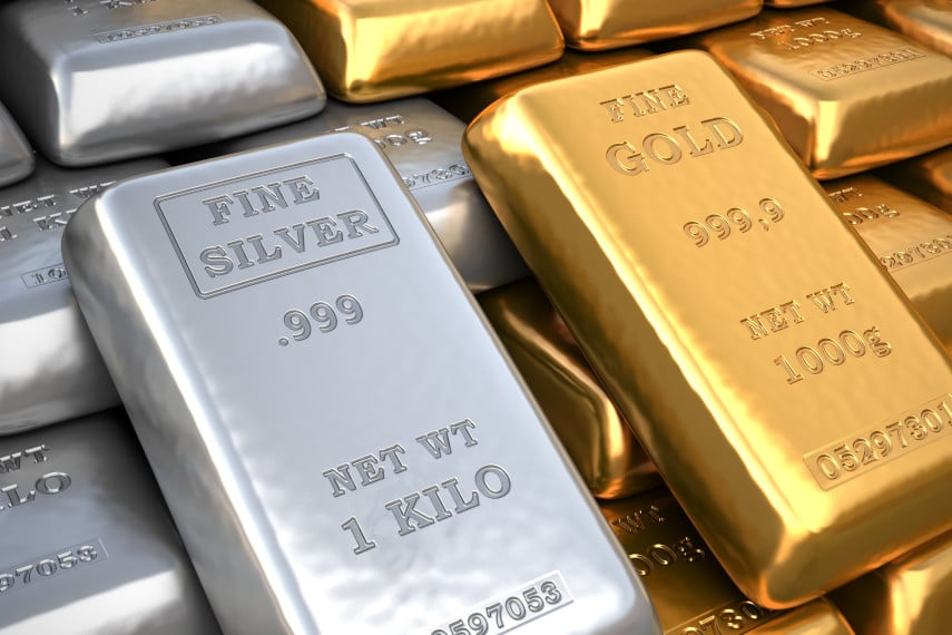 silver and gold bars