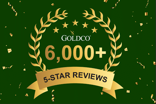 Gold banner, laurels, and stars celebrating reviews